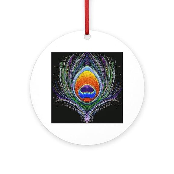 CafePress - Peacock Feather - Round Wood Ornament 4"