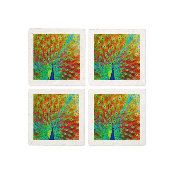 CafePress - Peacock - Tile Coaster, Drink Coaster Set of 4