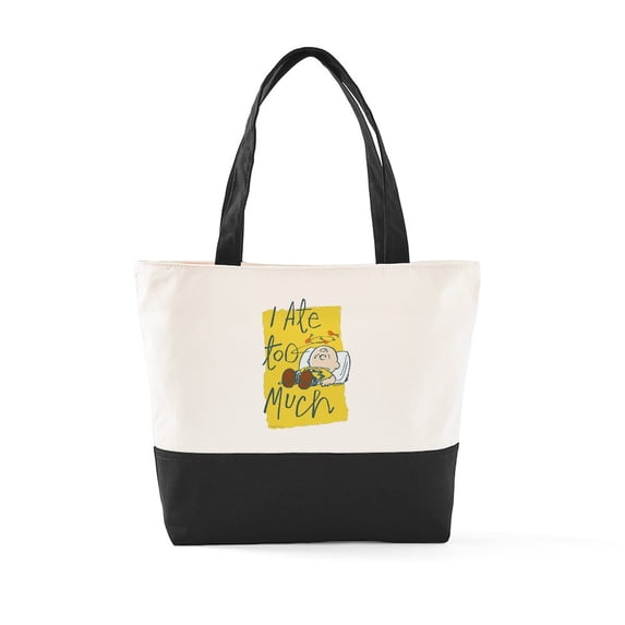 CafePress - Peanuts Ate Too Much - Two Tone, 100% Cotton, Zipper Tote Bag