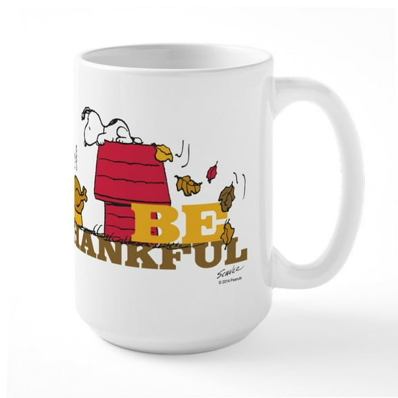 CafePress - Peanuts Be Thankful - 15 oz Ceramic Large White Novelty Mug