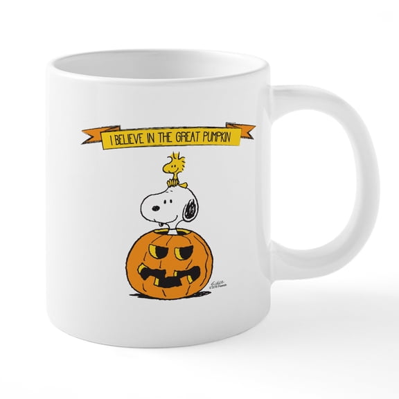 CafePress - Peanuts Believe In The Great Pumpkin 20 Oz Cerami - 20 Oz White Ceramic Mega Mug