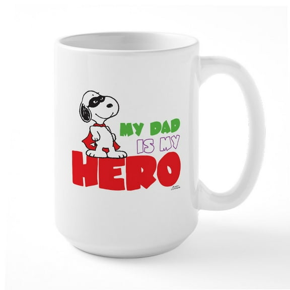 CafePress - Peanuts: Dad Hero Large Mug - 15 oz Ceramic Large White Novelty Mug