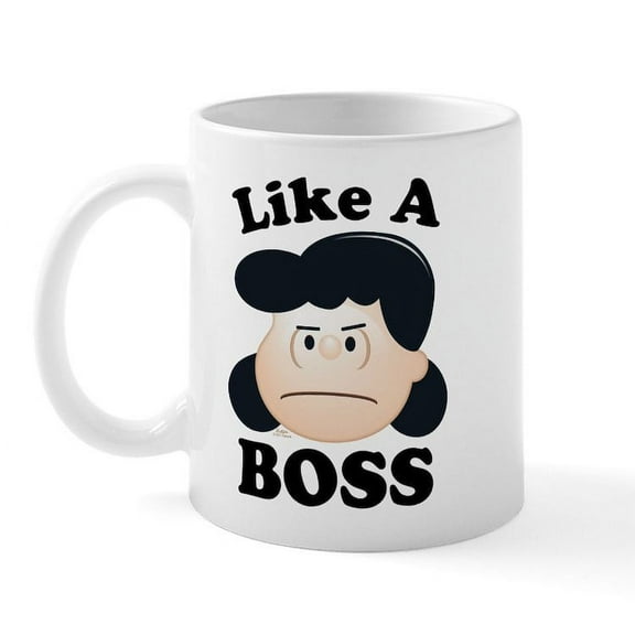 CafePress - Peanuts Emoji Like A Boss - 11 oz Ceramic Mug - Novelty Coffee Tea Cup