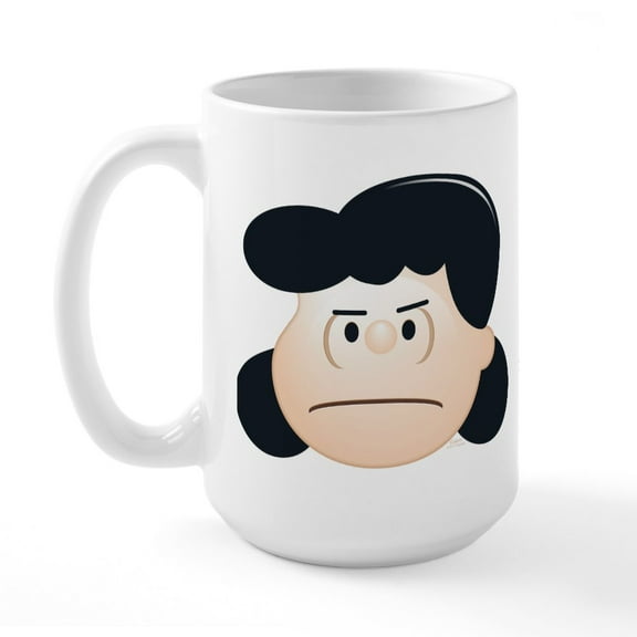 CafePress - Peanuts Emoji Lucy Annoye - 15 oz Ceramic Large White Novelty Mug