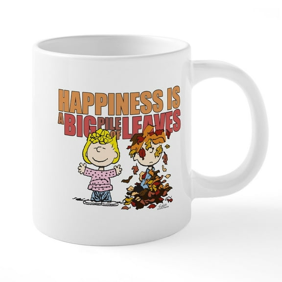 CafePress - Peanuts Fall Leaves - 20 Oz White Ceramic Mega Mug