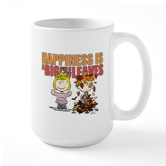 CafePress - Peanuts Fall Leaves Large Mug - 15 oz Ceramic Large White Nolvety Mug