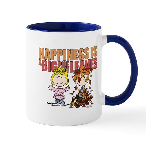 CafePress - Peanuts Fall Leaves Mug - 11 oz Ceramic Mug - Novelty Coffee Tea Cup