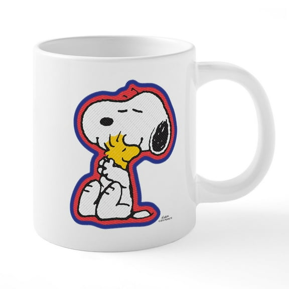 CafePress - Peanuts Flair Snoopy And Woodstock 20 Oz Ceramic M - 20 Oz White Ceramic Mega Mug