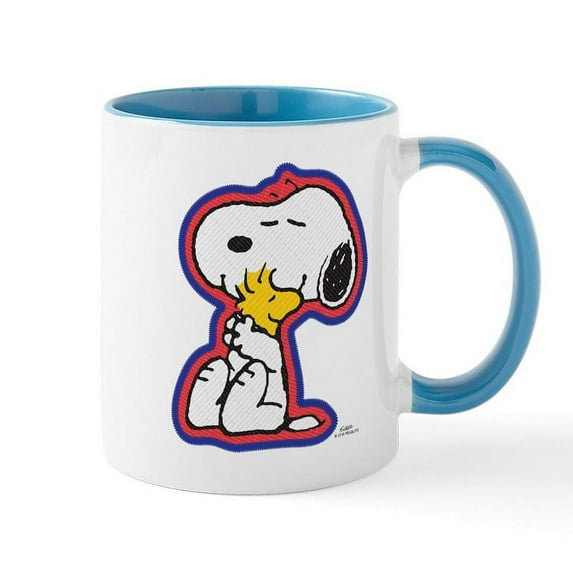 CafePress - Peanuts Flair Snoopy And Woodstock Mugs - 11 oz Ceramic Mug - Novelty Coffee Tea Cup