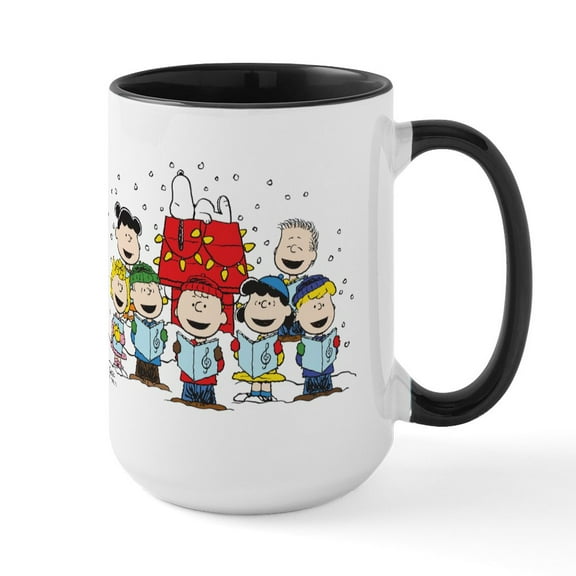 CafePress - Peanuts Gang Christmas Ceramic Mug - 15 oz Ceramic Large White Novelty Mug