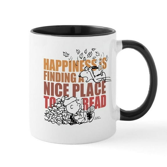 CafePress - Peanuts Happiness Thanksgiving Dinner Mug - 11 oz Ceramic Mug - Novelty Coffee Tea Cup