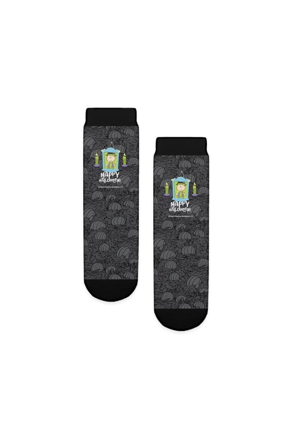 - Peanuts Happy Halloween Charlie Brown Portrait - Unisex Novelty Printed Crew Kids Socks