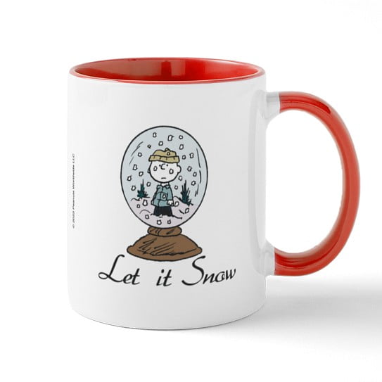 CafePress - Peanuts Let It Snow Snow Globe Mugs - 11 oz Ceramic Mug - Novelty Coffee Tea Cup