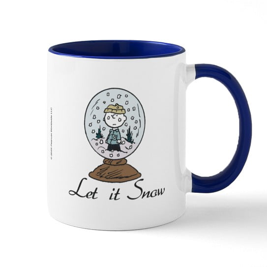 CafePress - Peanuts Let It Snow Snow Globe Mugs - 11 oz Ceramic Mug - Novelty Coffee Tea Cup