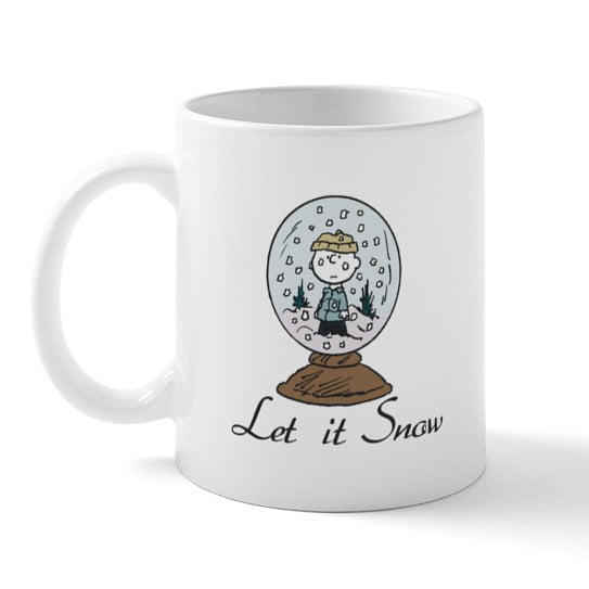 CafePress - Peanuts Let It Snow Snow Globe Mugs - 11 oz Ceramic Mug - Novelty Coffee Tea Cup