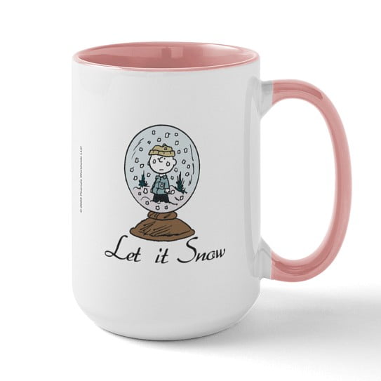 CafePress - Peanuts Let It Snow Snow Globe Mugs - 15 oz Ceramic Large Novelty Mug