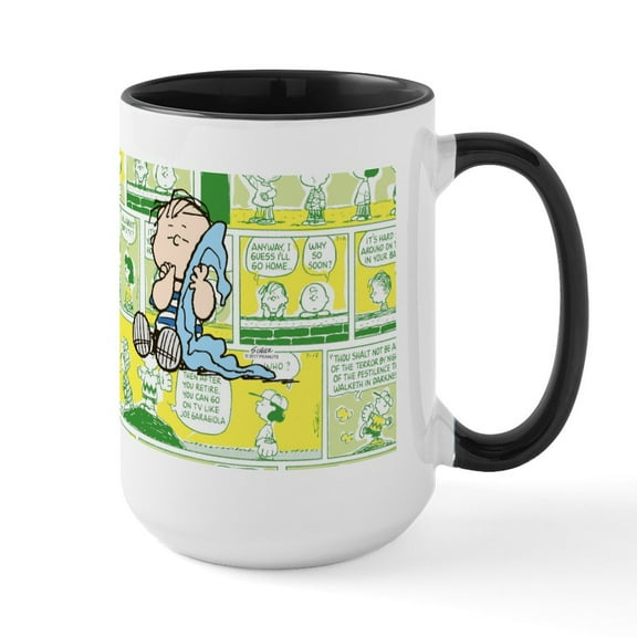 CafePress - Peanuts Linus Comic Strip - 15 oz Ceramic Large White Novelty Mug
