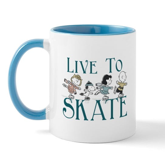 CafePress - Peanuts Live To Skate Mugs - 11 oz Ceramic Mug - Novelty Coffee Tea Cup