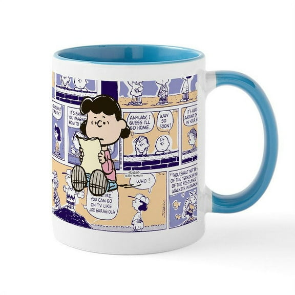 CafePress - Peanuts Lucy Comic Strip - 11 oz Ceramic Mug - Novelty Coffee Tea Cup