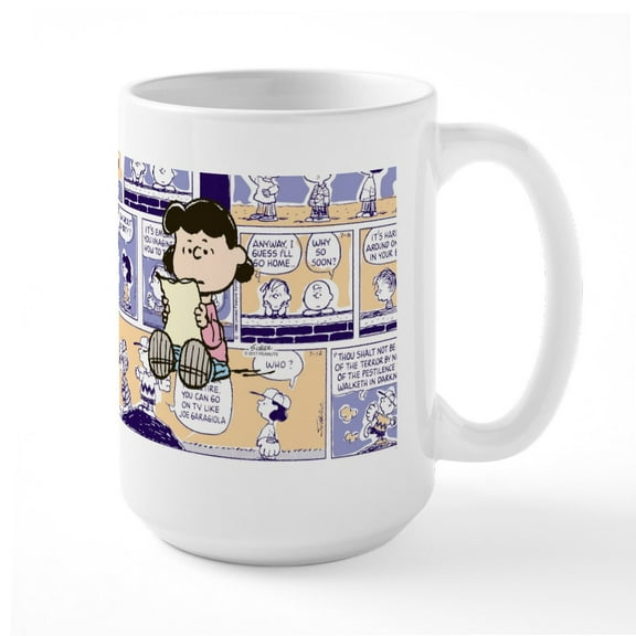 CafePress - Peanuts Lucy Comic Strip - 15 oz Ceramic Large White Novelty Mug