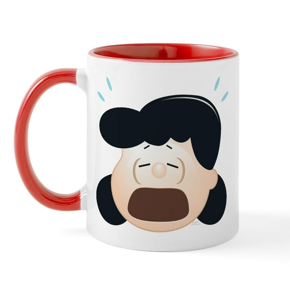 CafePress - Peanuts Lucy Frustrated Emoji - 11 oz Ceramic Mug - Novelty Coffee Tea Cup
