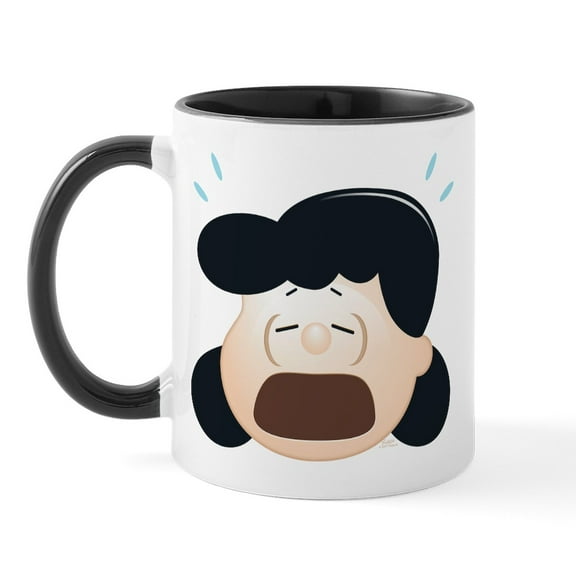 CafePress - Peanuts Lucy Frustrated Emoji - 11 oz Ceramic Mug - Novelty Coffee Tea Cup