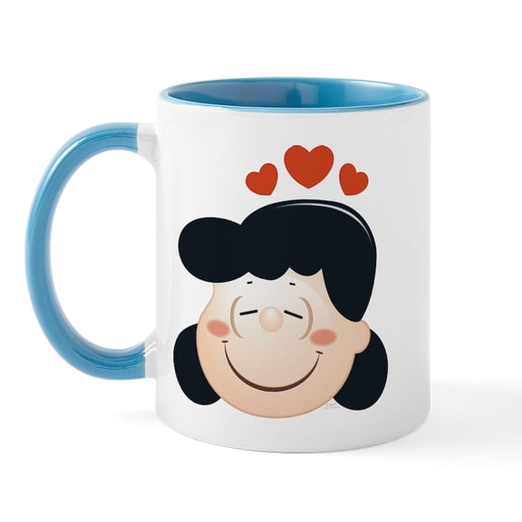 CafePress - Peanuts Lucy Hearts - 11 oz Ceramic Mug - Novelty Coffee Tea Cup
