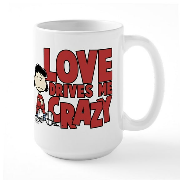 CafePress - Peanuts Lucy Love Drives - 15 oz Ceramic Large White Novelty Mug