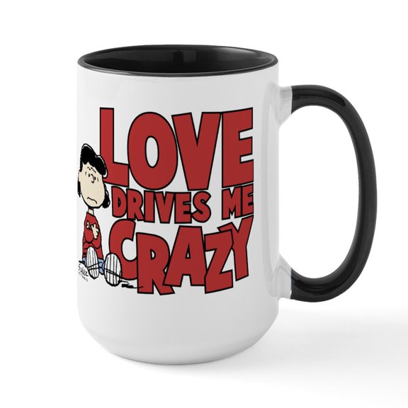 CafePress - Peanuts Lucy Love Drives - 15 oz Ceramic Large White Novelty Mug