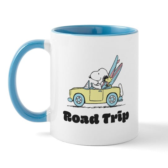 CafePress - Peanuts Road Trip Mugs - 11 oz Ceramic Mug - Novelty Coffee Tea Cup
