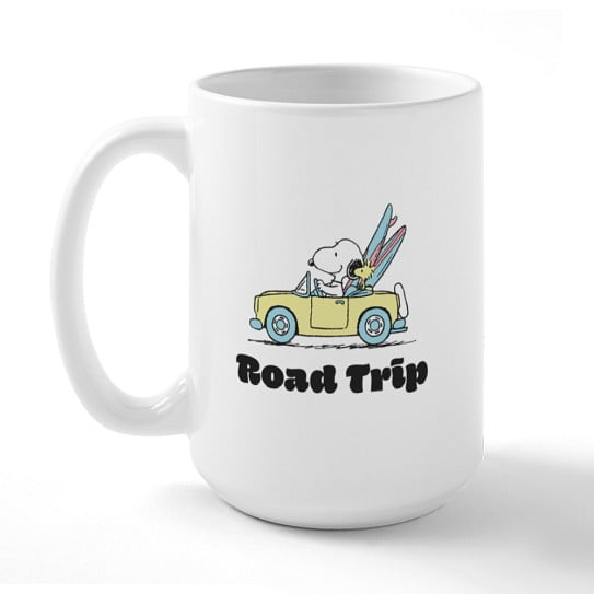 CafePress - Peanuts Road Trip Mugs - 15 oz Ceramic Large Novelty Mug