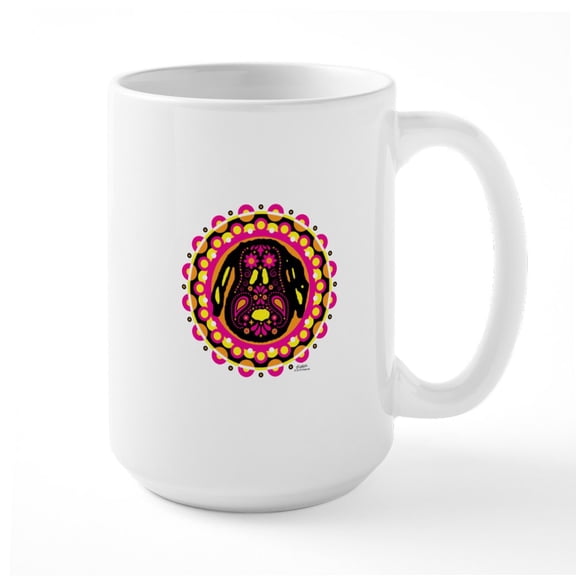 CafePress - Peanuts Snoopy Circle Large Mug - 15 oz Ceramic Large White Novelty Mug