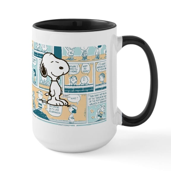 CafePress - Peanuts Snoopy Comic Strip - 15 oz Ceramic Large White Novelty Mug