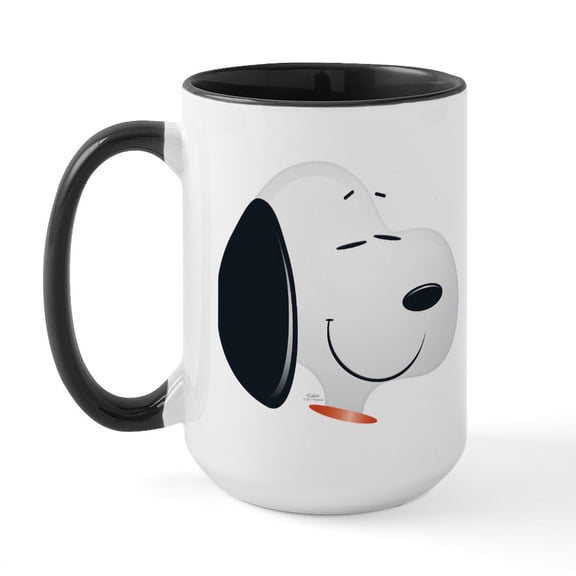 CafePress - Peanuts Snoopy Emoji - 15 oz Ceramic Large White Novelty Mug