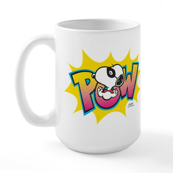 CafePress - Peanuts Snoopy Pow Large Mug - 15 oz Ceramic Large White Nolvety Mug
