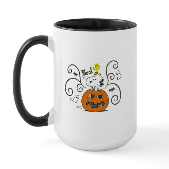 CafePress - Peanuts Snoopy Sketch Pumpkin Large Mug - 15 oz Ceramic Large White Novelty Mug