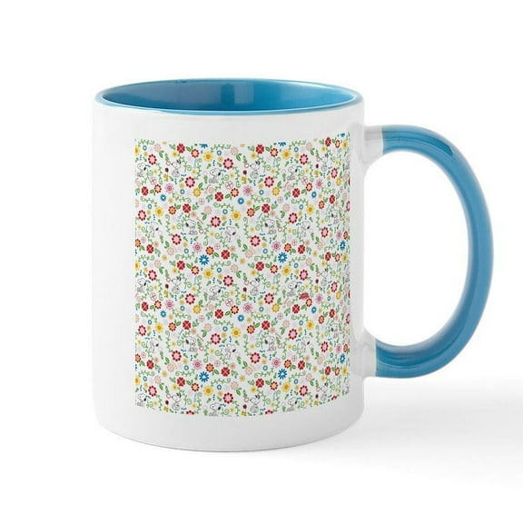 CafePress - Peanuts Snoopy Spring Pattern - 11 oz Ceramic Mug - Novelty Coffee Tea Cup