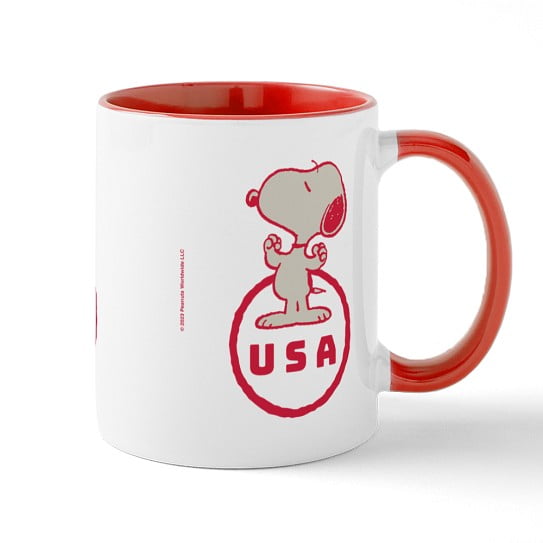 CafePress - Peanuts Snoopy USA 11 Oz Ceramic Mug - 11 oz Ceramic Mug - Novelty Coffee Tea Cup