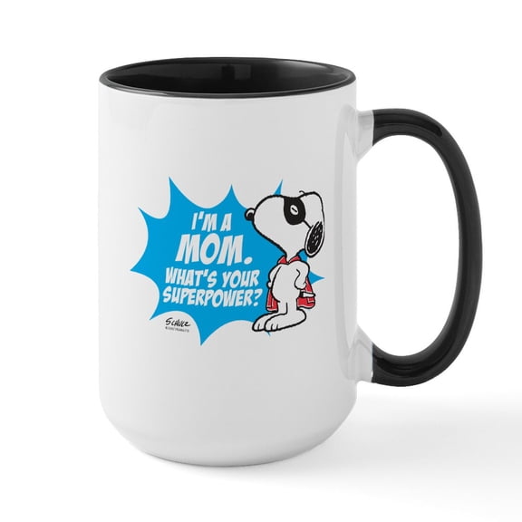 CafePress - Peanuts Superhero Large Mug - 15 oz Ceramic Large White Novelty Mug