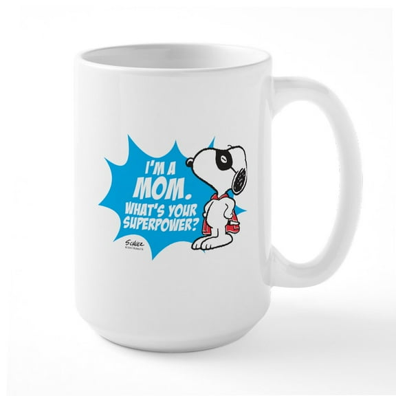 CafePress - Peanuts Superhero Large Mug - 15 oz Ceramic Large White Novelty Mug