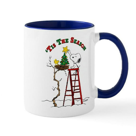 CafePress - Peanuts Tis The Season - 11 oz Ceramic Mug - Novelty Coffee Tea Cup