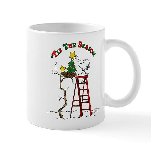 CafePress - Peanuts Tis The Season 15 Oz Ceramic Large Mug - 11 oz Ceramic Mug - Novelty Coffee Tea Cup