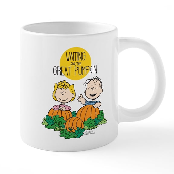 CafePress - Peanuts Waiting On The Great Pumpkin 20 Oz Cerami - 20 Oz White Ceramic Mega Mug