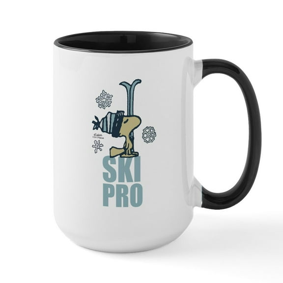 CafePress - Peanuts Woodstock Ski Pro Large Mug - 15 oz Ceramic Large White Novelty Mug