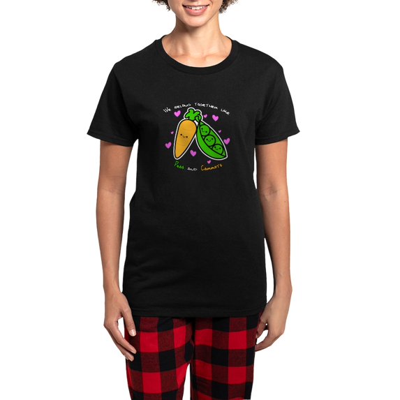 CafePress - Peas And Carrots Pajamas - Women's Short Sleeve Print T-Shirt and Pants Dark Cotton Pajama Set
