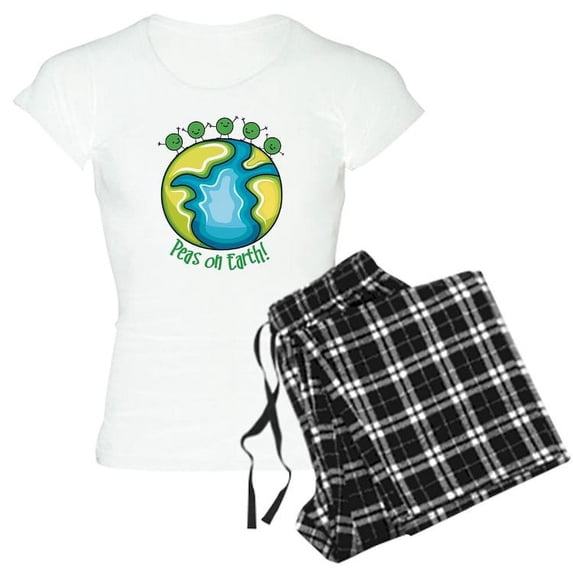 CafePress - Peas On Earth Pijamas - Women's Light Pajamas