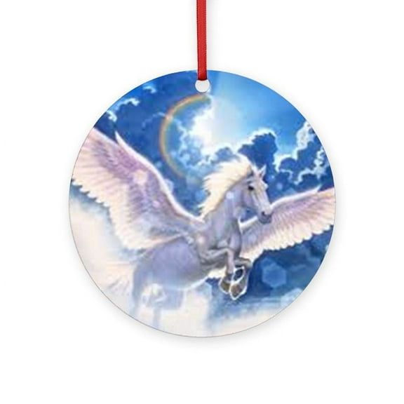CafePress - Pegasus Flying High -  Round Wood Ornament 4"