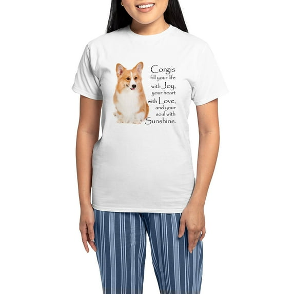 CafePress - Pembroke Corgi Women's Light Pajamas - Women's Short Sleeve Print T-Shirt and Pants Light Cotton Pajama Set