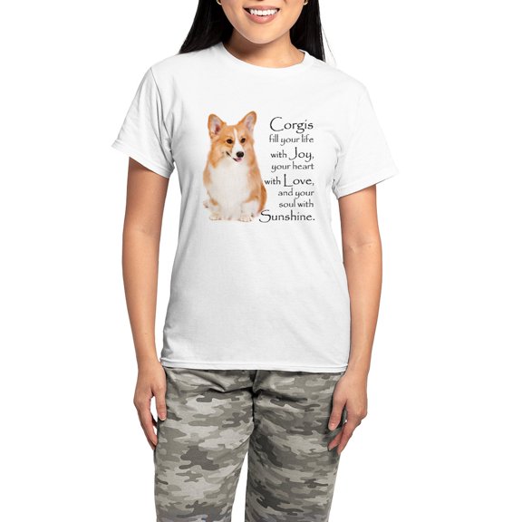 CafePress - Pembroke Corgi Women's Light Pajamas - Women's Short Sleeve Print T-Shirt and Pants Light Cotton Pajama Set