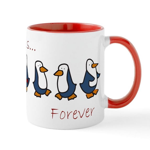 CafePress - Penguin Friends Mug - 11 oz Ceramic Mug - Novelty Coffee Tea Cup
